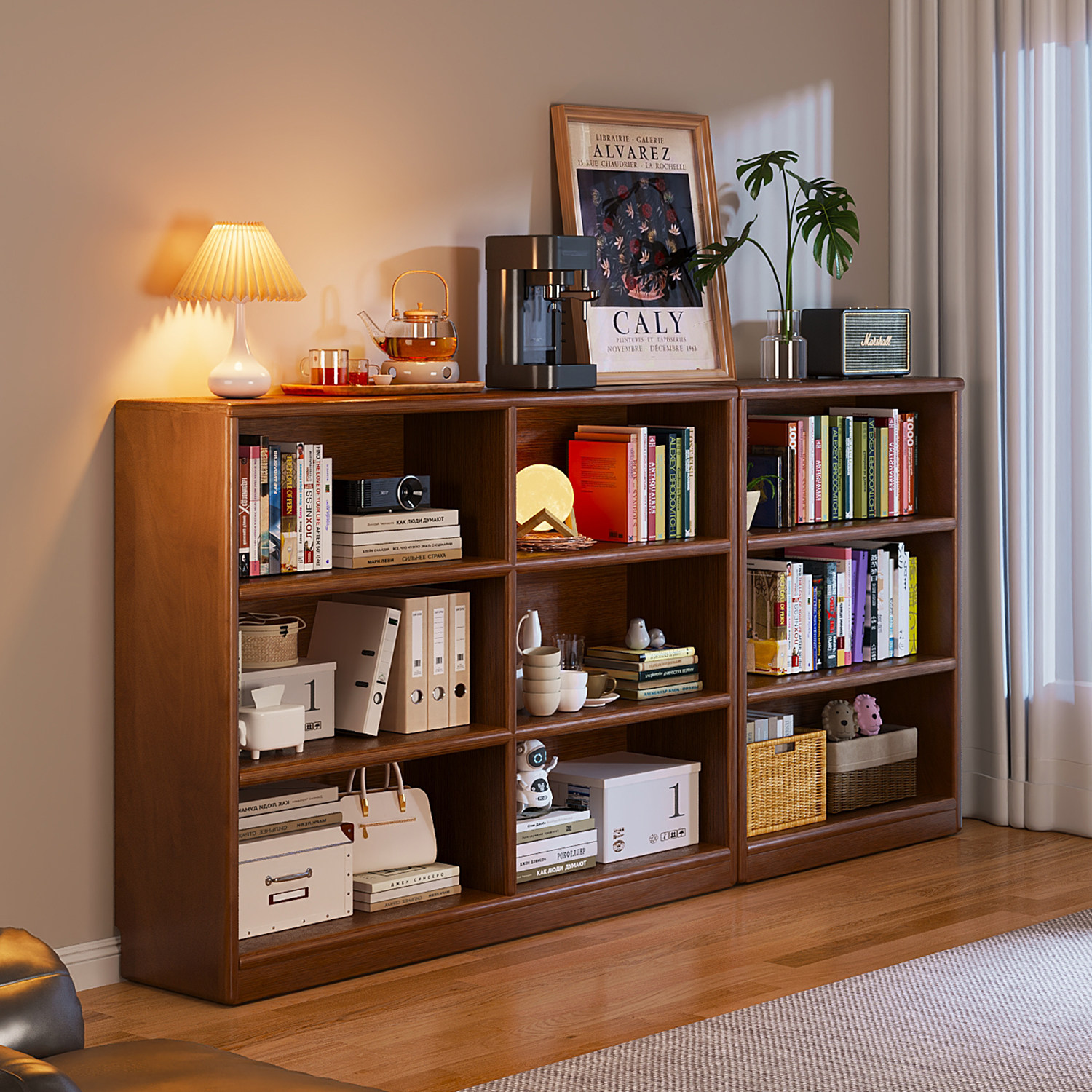 三梦实木书柜简约儿童矮书柜储物柜家用自由组合柜书架落地置物架