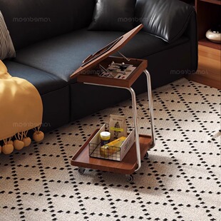 中古风实木沙发边几可移动小户型床头桌客厅家用侧边桌c型小茶几