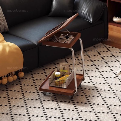 中古风实木可移动小边几沙发边柜