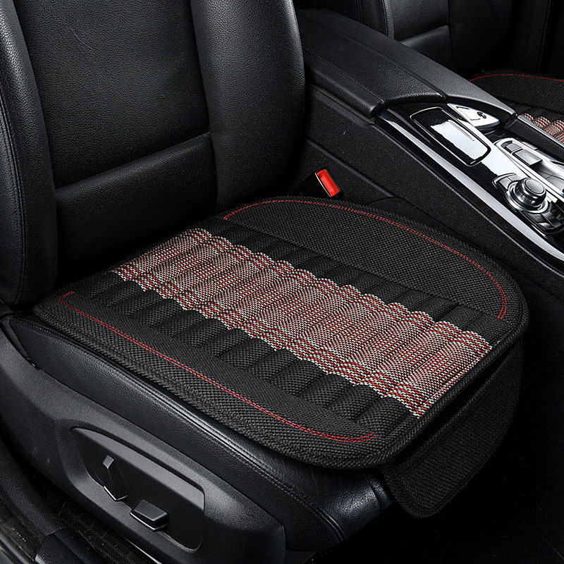 竹炭汽车坐垫单片夏季透气布艺无靠背防滑单个四季通用后排麻座垫