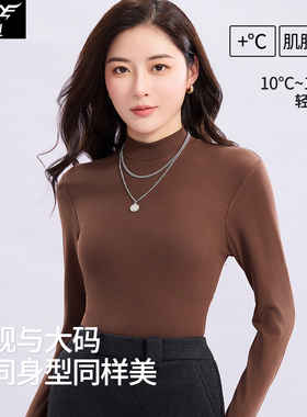 犇业2025秋冬新款女螺纹半高领打底衫内搭可外穿中领长袖保暖E340