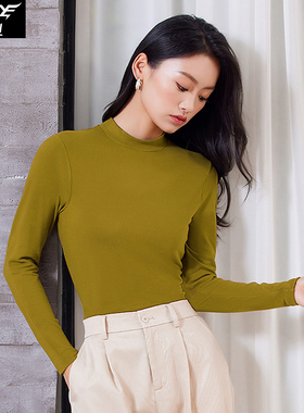 犇业2024秋冬新款女中领打底衫高级感保暖长袖百搭时尚半高领E322