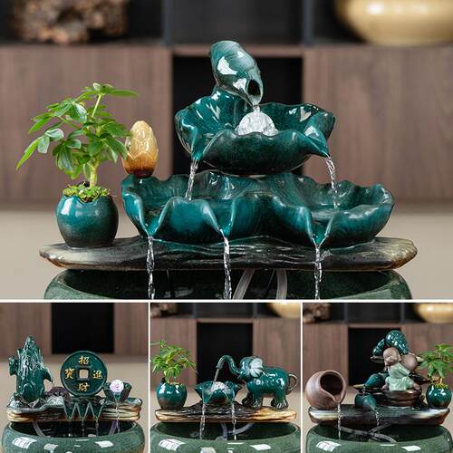搭配鱼缸流水摆件循环水自循环流水DIY室内加湿器水景招财摆件