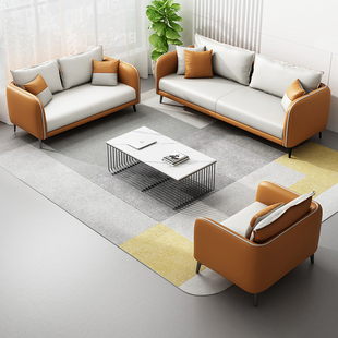 办公室沙发简约现代商务茶几组合套装洽谈会客接待办公沙发三人位