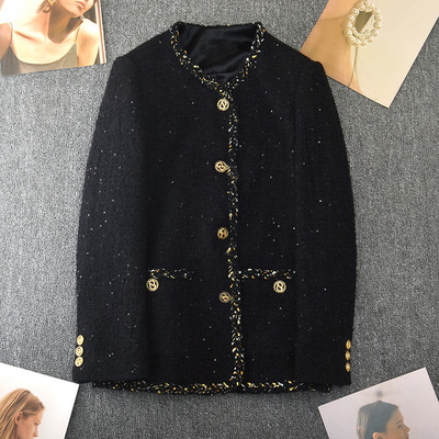 胖mm大码小香风粗花呢外套女