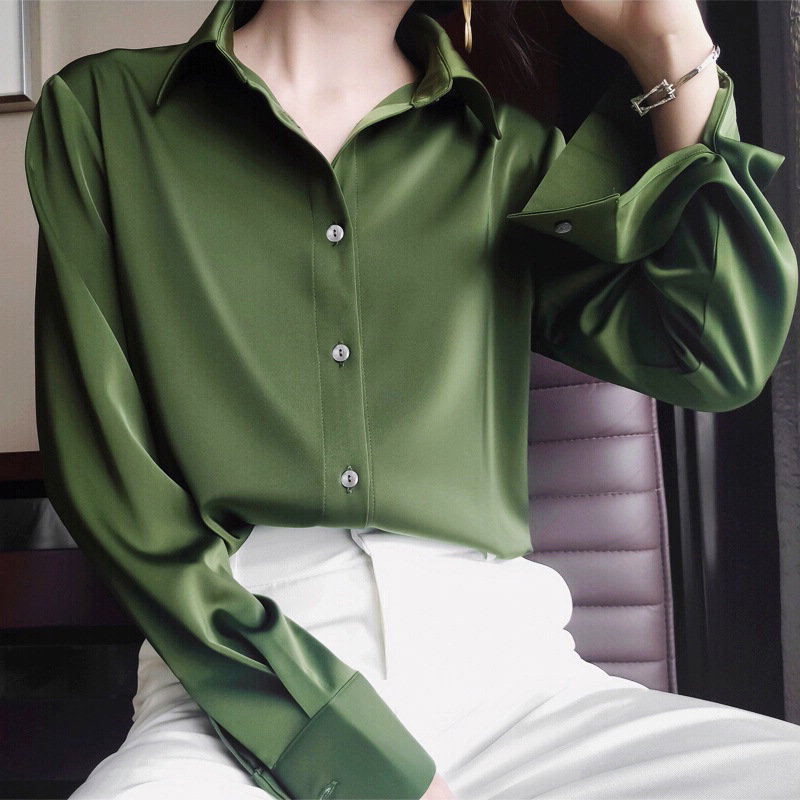 大码缎面显瘦休闲职业衬衣200斤