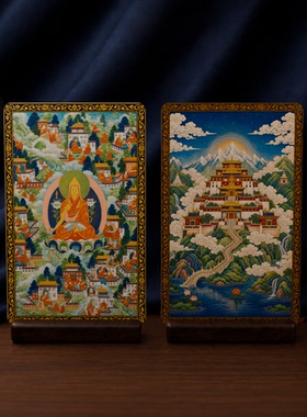 宗喀巴及其生平场景藏式唐卡小卡双面满版印刷高清便携文创收藏卡
