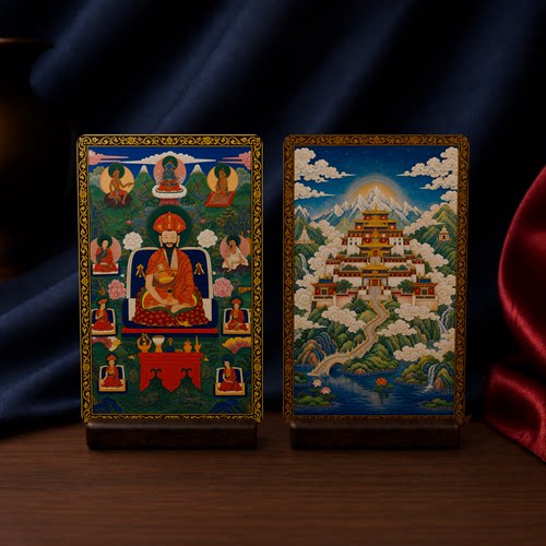 夏仲阿旺南嘉与简略传承藏式唐卡小卡双面满版印刷便携文创收藏卡