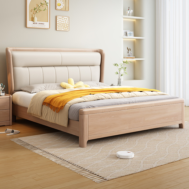 实木床1.8米双人床真皮软包主卧