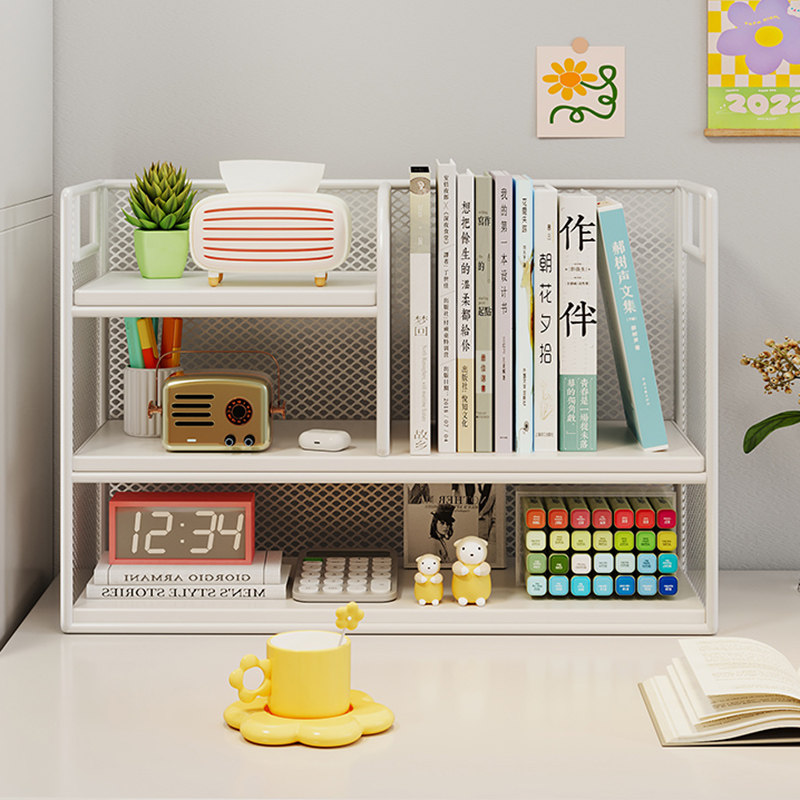 桌面置物架写字台收纳办公桌上收纳盒家用书桌小型储物文件放置架