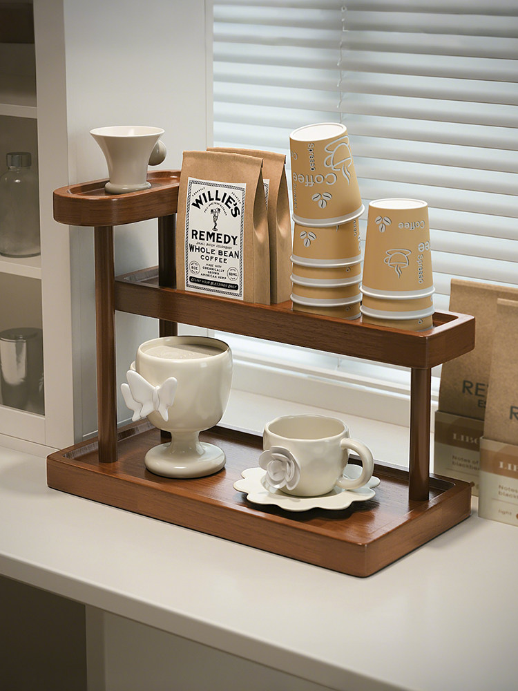 实木杯架餐桌面置物架杯子收纳置物架台面纸杯茶水杯咖啡杯展示架
