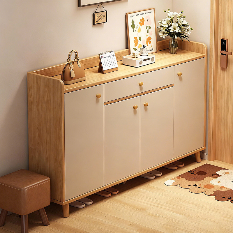 日式实木鞋柜家用门口2025新款爆款高档入户门收纳柜一体靠墙鞋架,住宅家具,鞋柜,淘宝优惠券,粉丝福利购,淘宝优惠卷