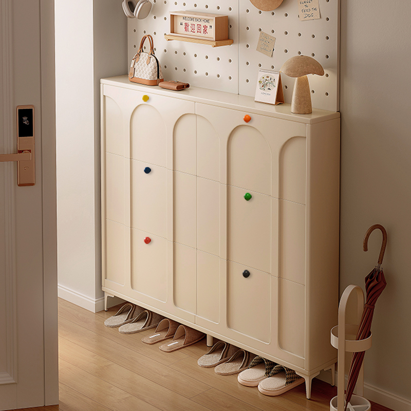 小户型收纳大师-奶油风超薄鞋柜