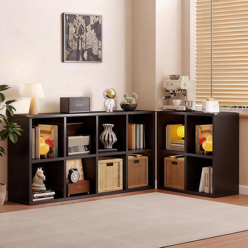 实木格子柜幼儿元自由组合书架落地置物架客厅一体靠墙黑色小书柜,住宅家具,书架,淘宝优惠券,粉丝福利购,淘宝优惠卷