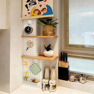 厨房壁挂洞洞板遮挡罩燃气煤气管道遮丑神器多层立式 免打孔置物架