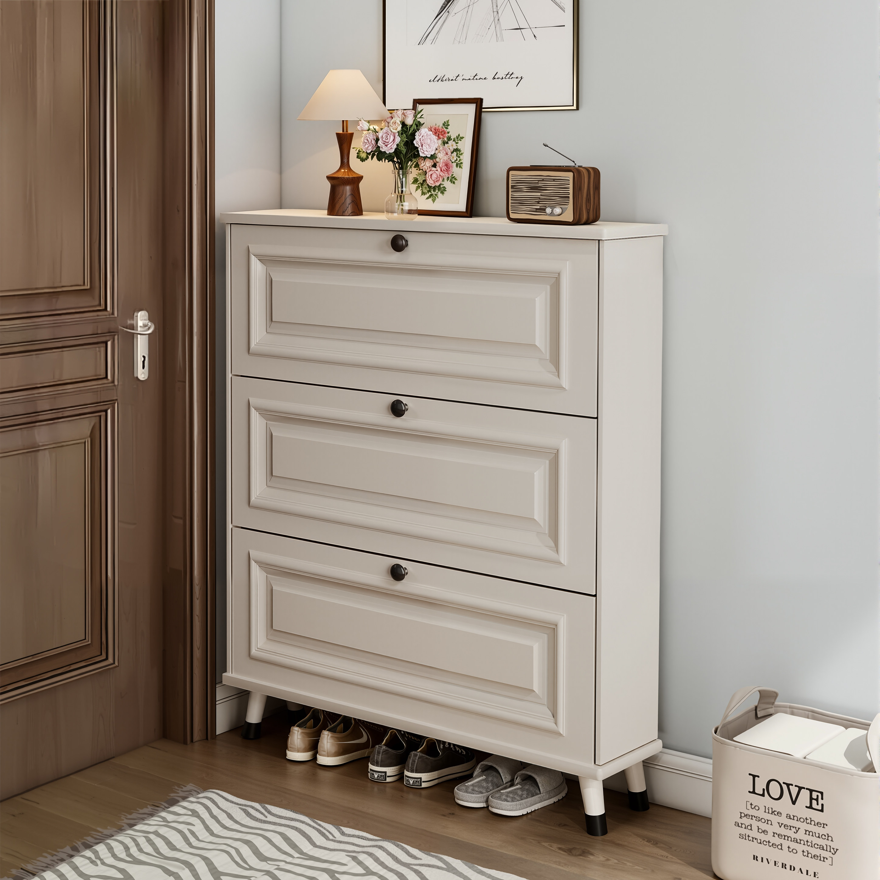 美式超薄翻斗鞋柜家用门口2025新款爆款高档入户玄关柜一体鞋架子,住宅家具,鞋柜,淘宝优惠券,粉丝福利购,淘宝优惠卷