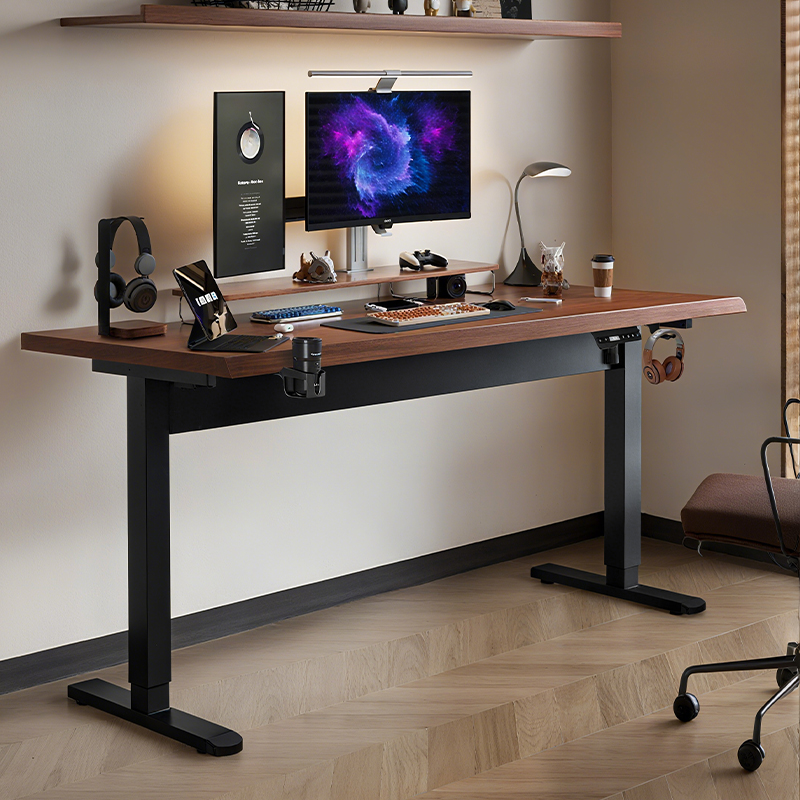 实木电脑桌台式家用电动升降桌卧室书桌学习桌电竞桌办公桌工作台