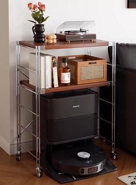 扫地机器人上方置物架落地客厅沙发边储物矮柜可移动下空收纳架子