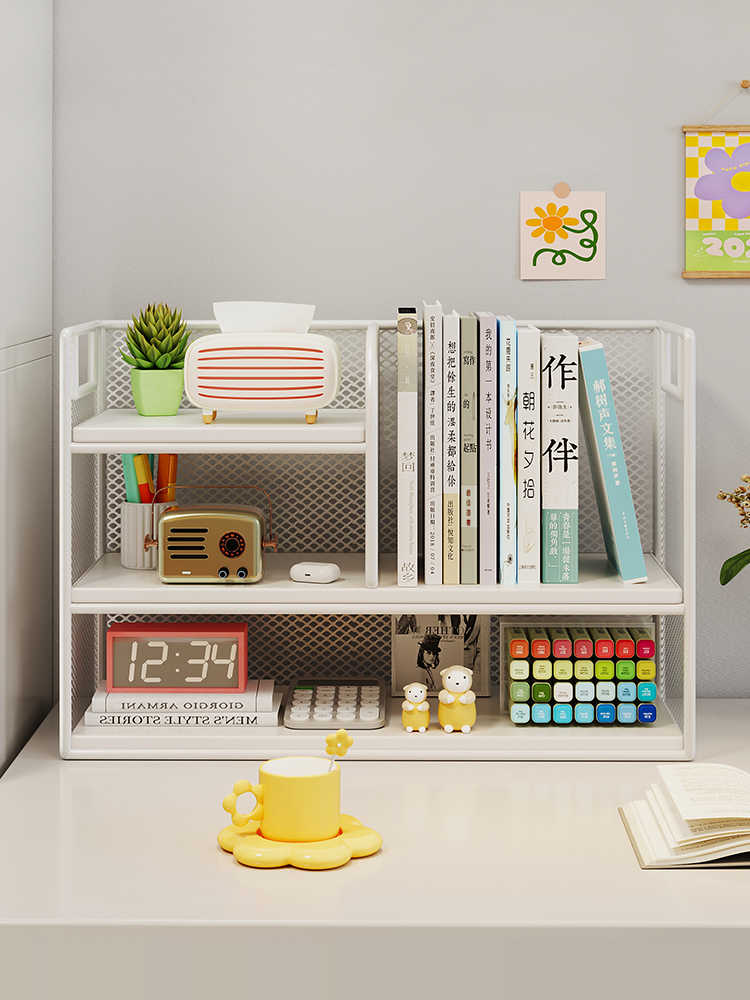 桌面转角置物架不占空间窄铁艺书架工位简易分层架家用桌上储物架