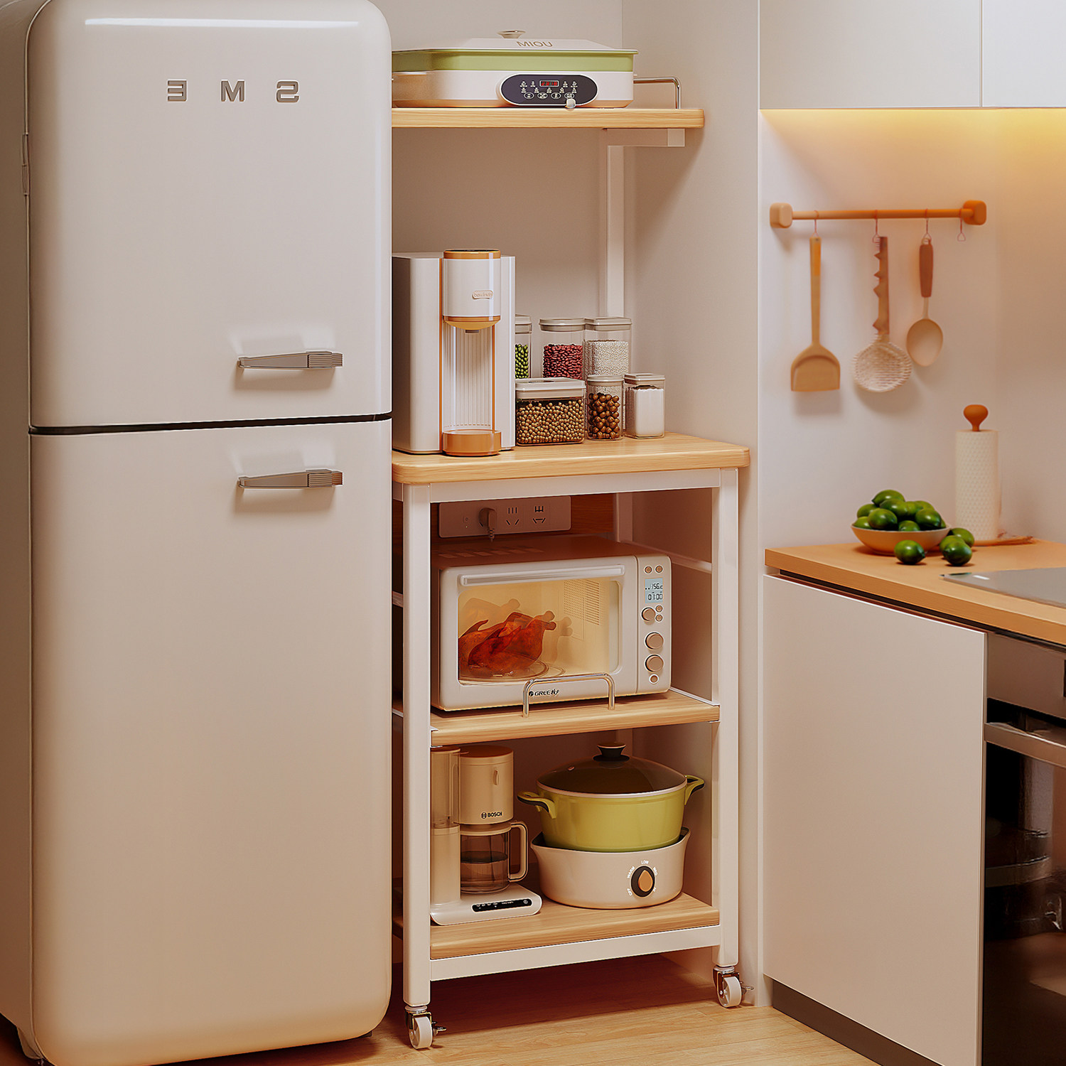 厨房置物架落地多层缝隙微波炉收纳架多功能家用烤箱锅具储物架子