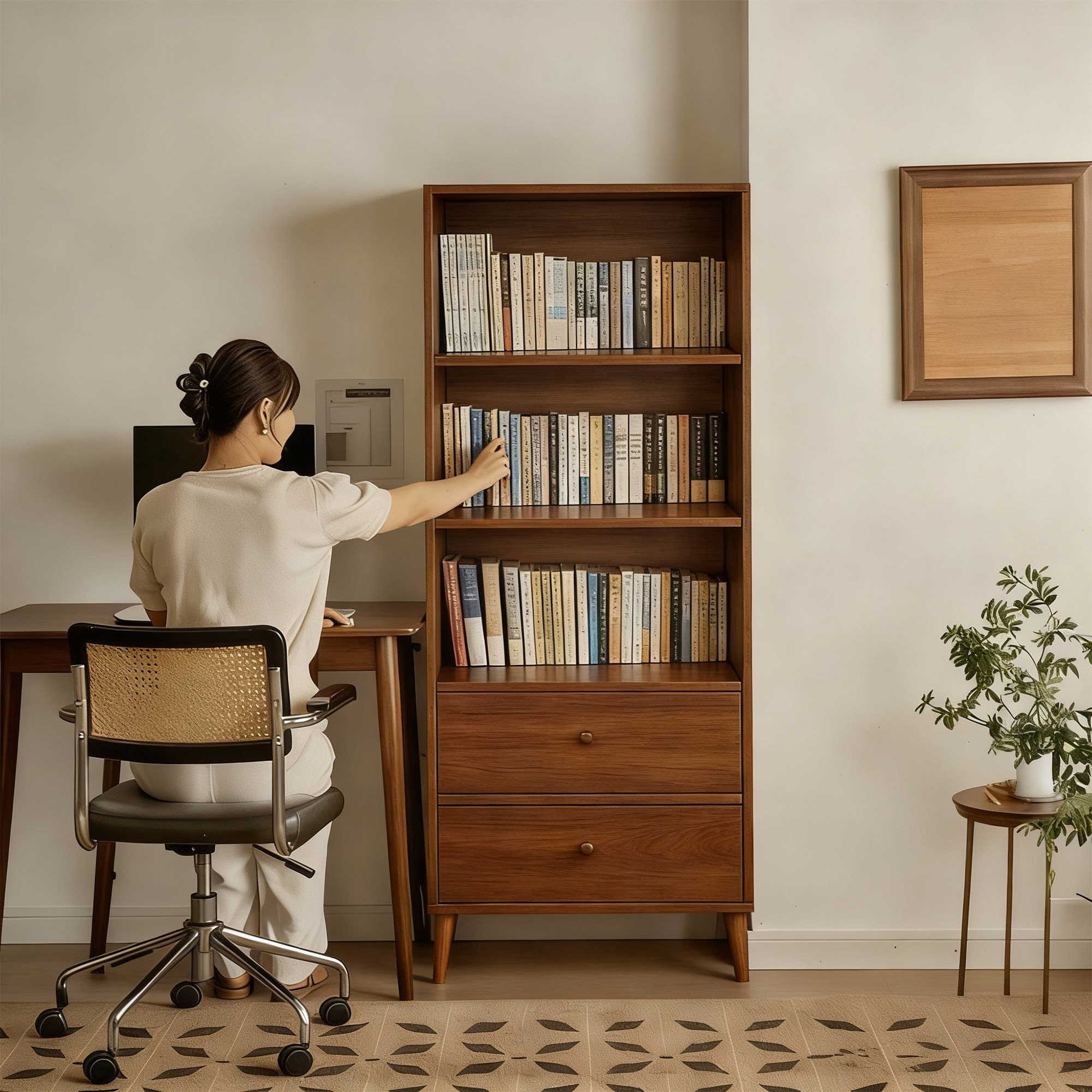 实木书柜中古窄柜子储物柜书架置物收纳架落地家用客厅展示格子柜,住宅家具,书架,淘宝优惠券,粉丝福利购,淘宝优惠卷