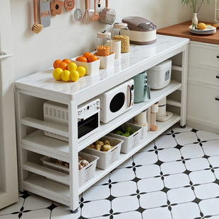 岩板厨房置物架多功能落地多层桌子切菜工作台锅具收纳架窄边柜子