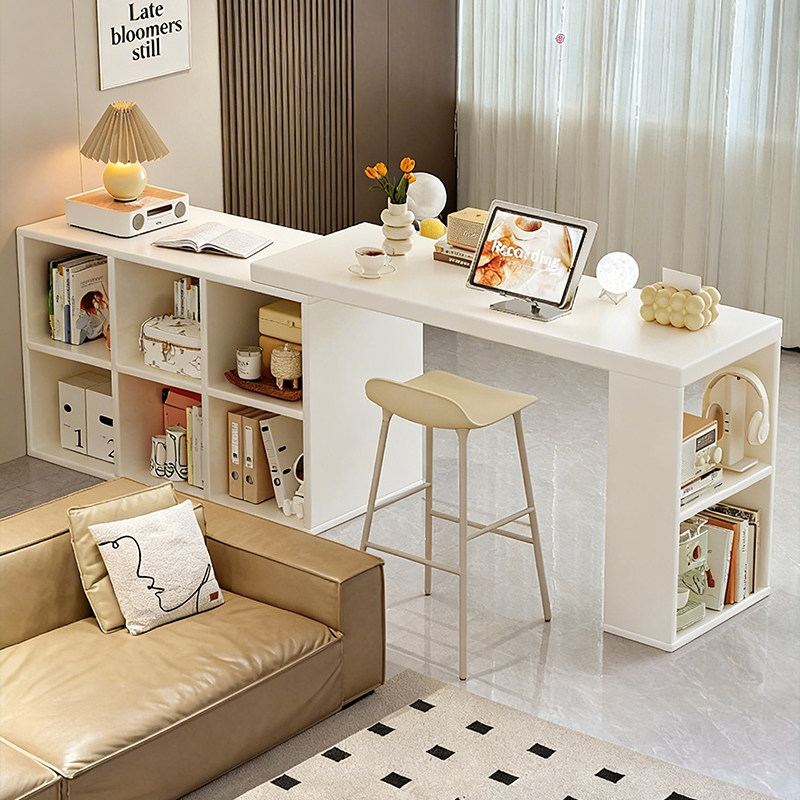 实木吧台桌沙发边柜办公学习长条桌客厅落地置物架可伸缩储物柜