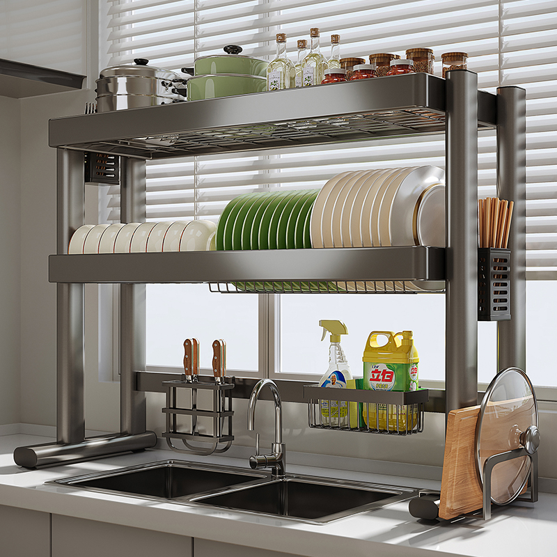 【稳固双杆支撑】厨房水槽置物架