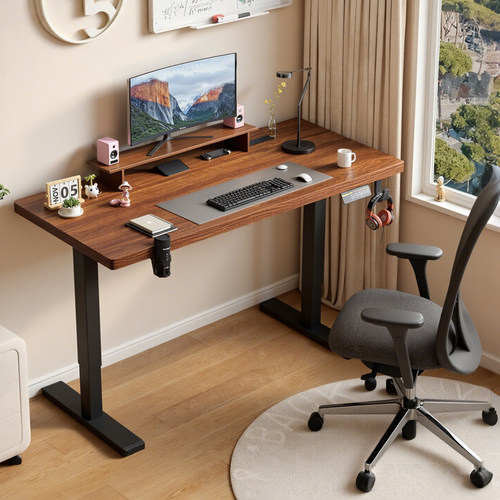 实木电动升降桌电脑桌卧室家用