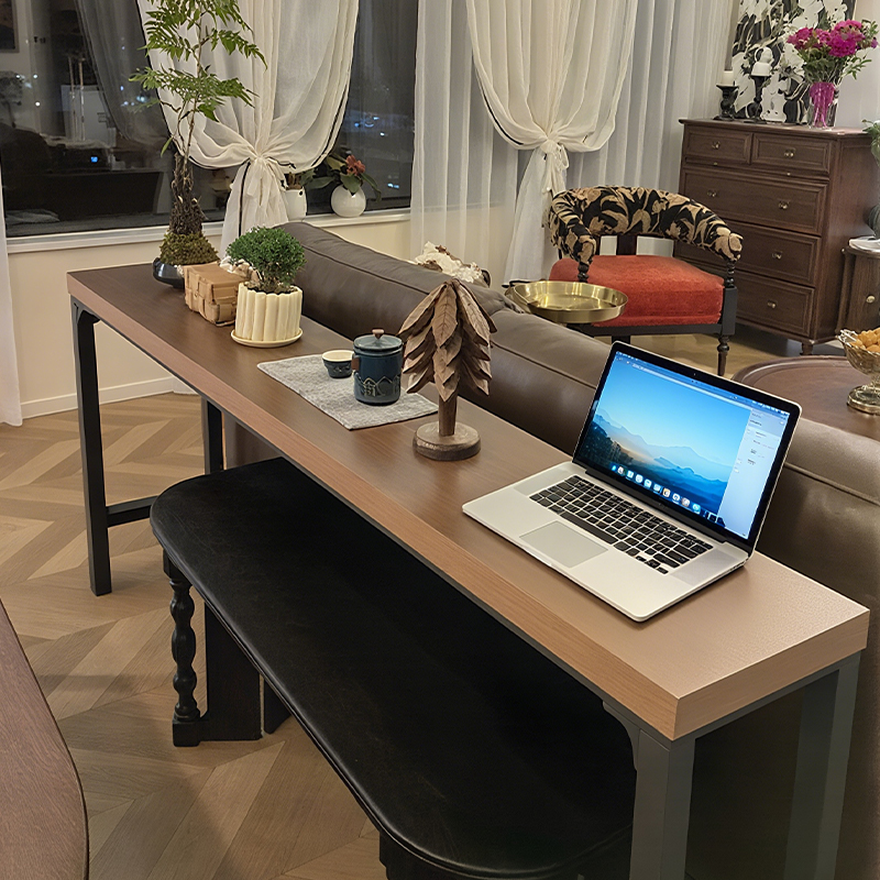 沙发后置物架吧台桌实木咖啡角