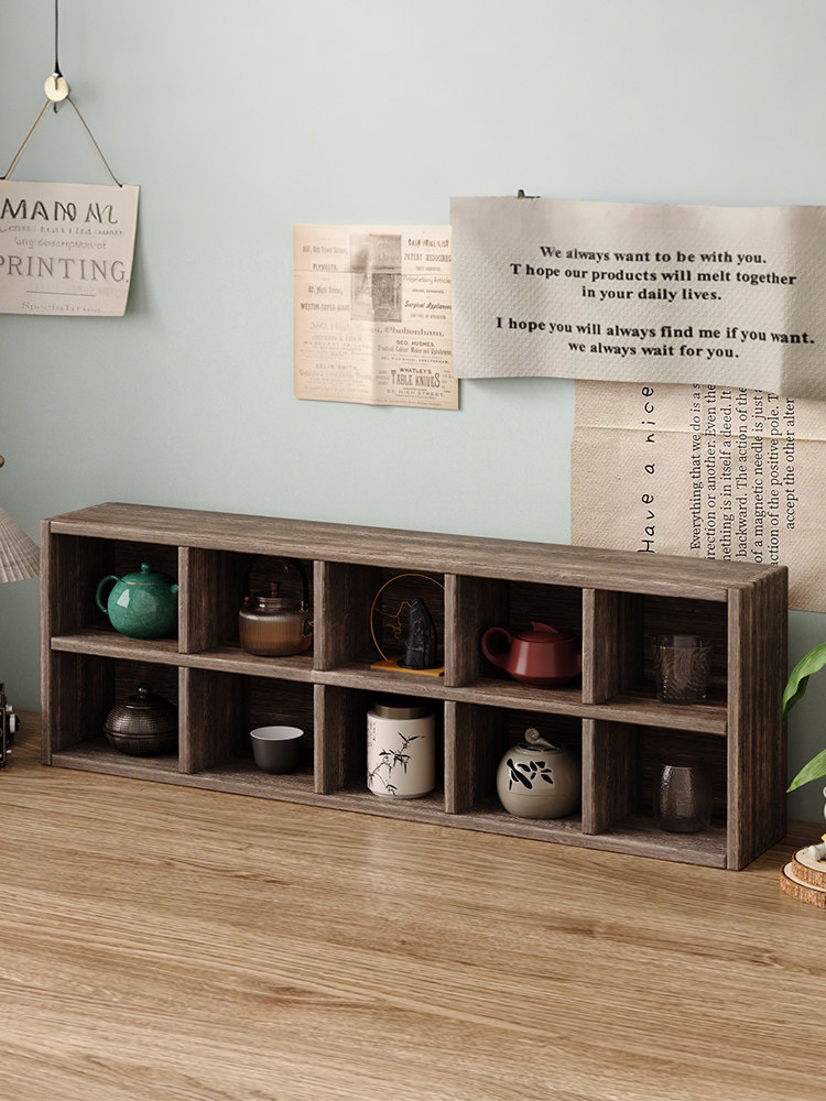 实木博古架桌面茶具杯置物架小型中式紫砂壶摆放收纳架九宫多宝阁