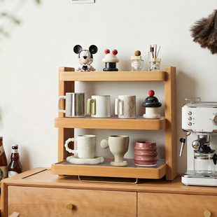 轻奢高级实木杯子收纳置物架餐桌台面咖啡杯展示架感酒杯放置架