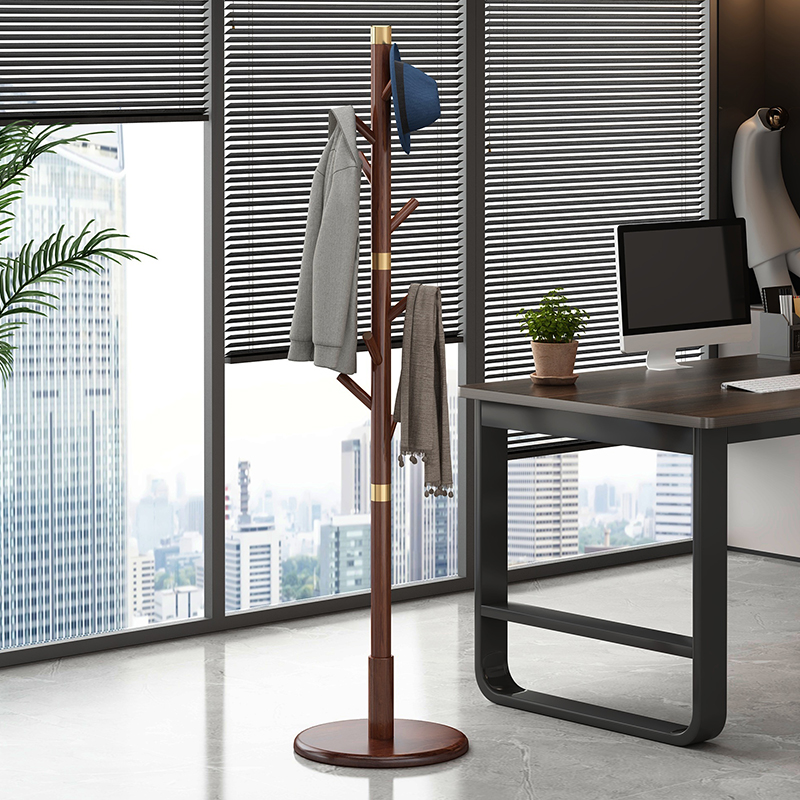 实木衣帽架办公室新中式