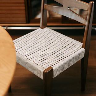 中古风实木绳编餐椅家用设计师款 餐桌椅休闲靠背哈瓦那椅子复古椅