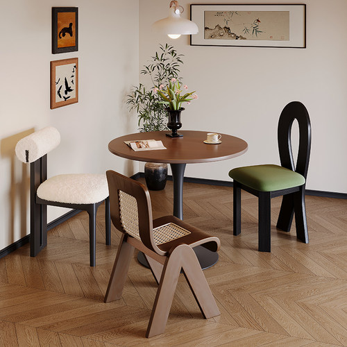 中古风实木餐椅法式复复古人鱼椅