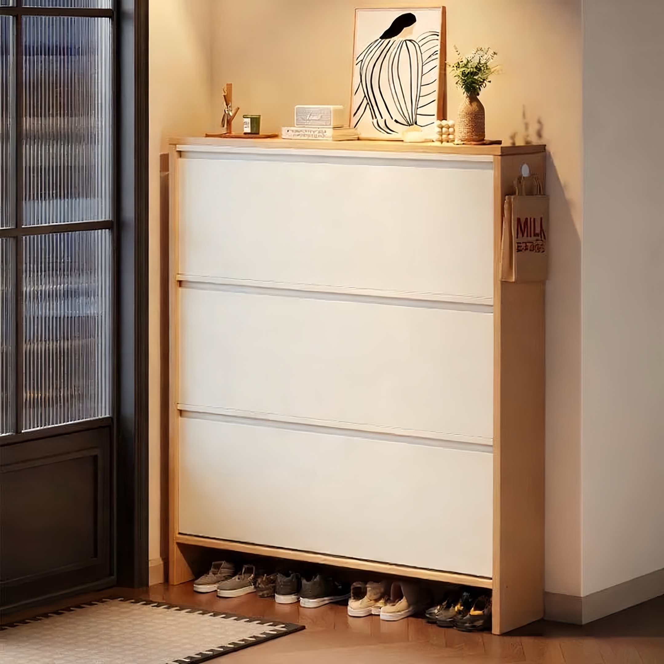 实木小户型门后门外过道超薄鞋柜