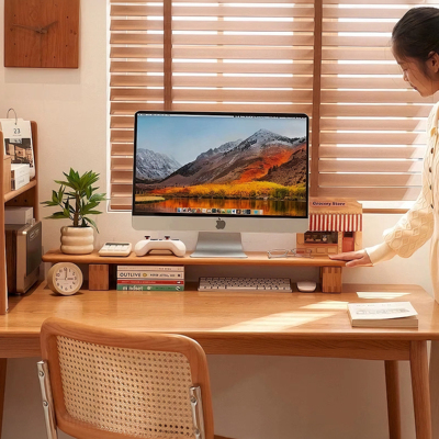 【爆】原木风实木电脑增高架