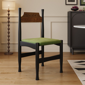 实木餐椅中古风餐桌椅冲冠椅法式 覆古椅子化妆椅绿色轻奢高级茶椅