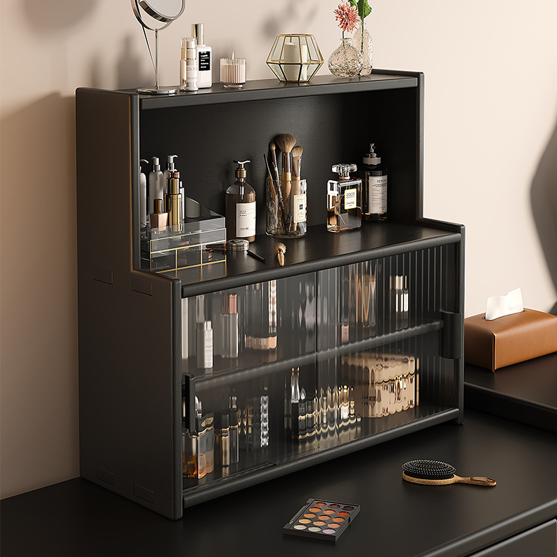 实木榫卯化妆品收纳盒长虹玻璃门