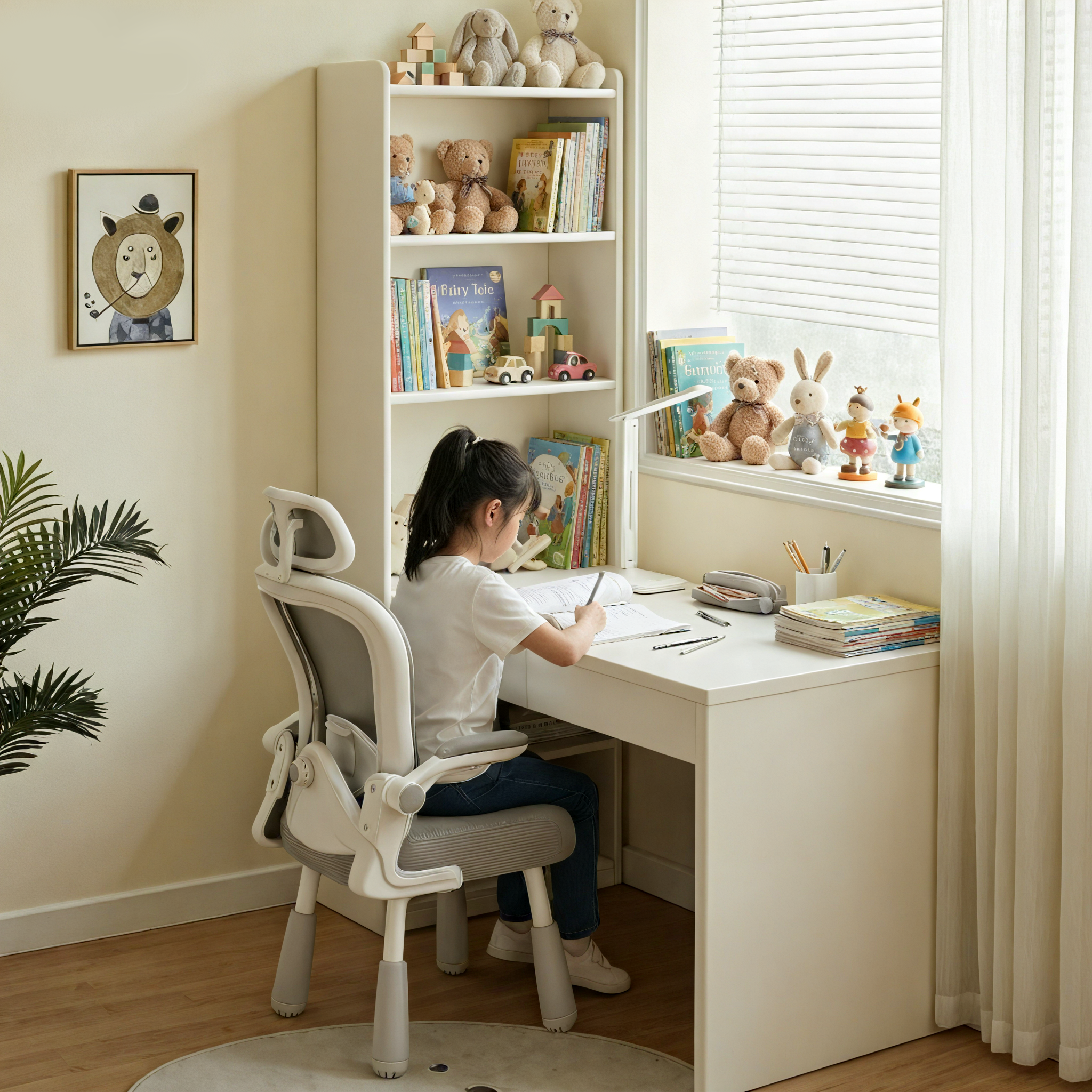 转角书桌书架书柜一体桌家用实木电脑桌卧室学生写字桌儿童学习桌,住宅家具,电脑桌,淘宝优惠券,粉丝福利购,淘宝优惠卷