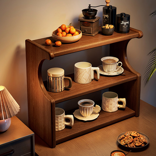 实木杯架餐桌收纳置物架桌面咖啡角布置台面水杯咖啡杯茶杯放置柜