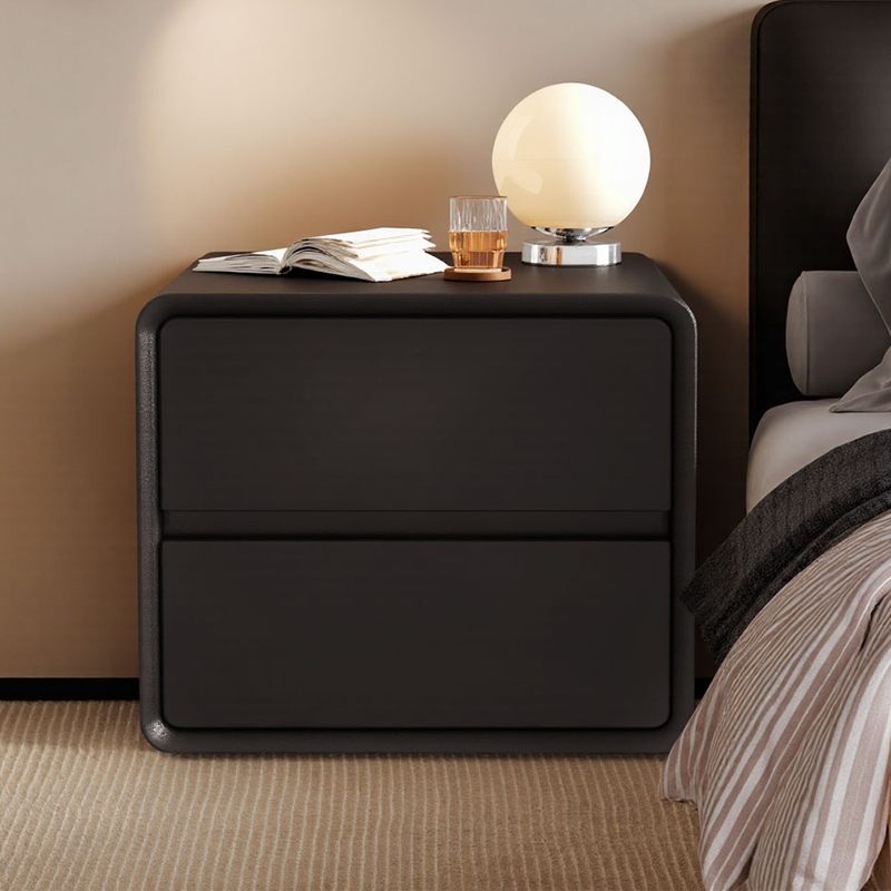 黑色床头柜极简风简约现代家用卧室置物架2025爆款实木床头收纳柜