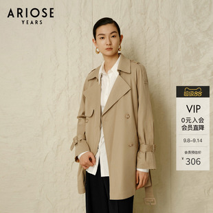 雙排扣風(fēng)衣女高級感顯瘦外套春秋10822137 艾諾絲雅詩百搭通勤短款