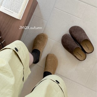 孕妇复古懒人一脚蹬穆勒女拖 女春秋外穿2025新款 勃肯鞋 包头半拖鞋