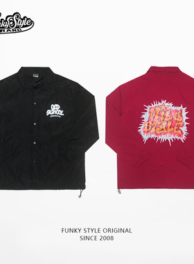 FUNKYSTYLE原创国潮BBOY嘻哈宽松美式复古wildstyle教练夹克外套