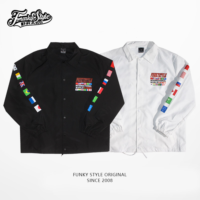 funkystyle秋冬季国潮奇卡诺街舞教练夹克外套男百搭bboy嘻哈复古