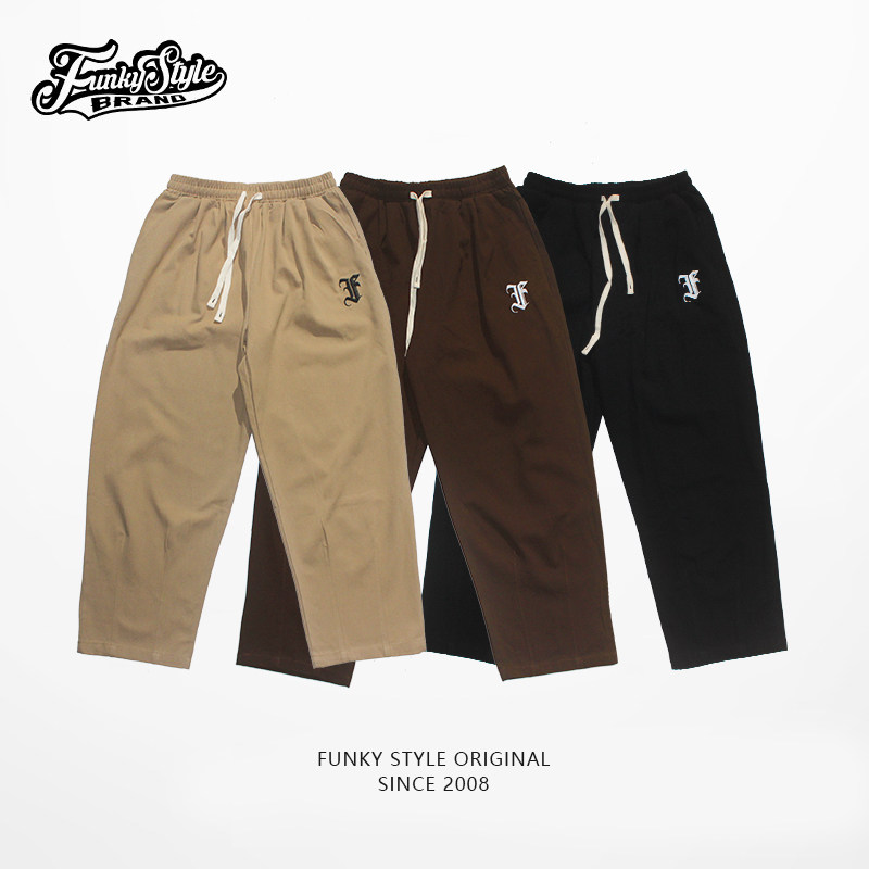 FUNKYSTYLE原创国潮牌纯棉boy嘻哈hiphop街舞popping宽松工装裤子