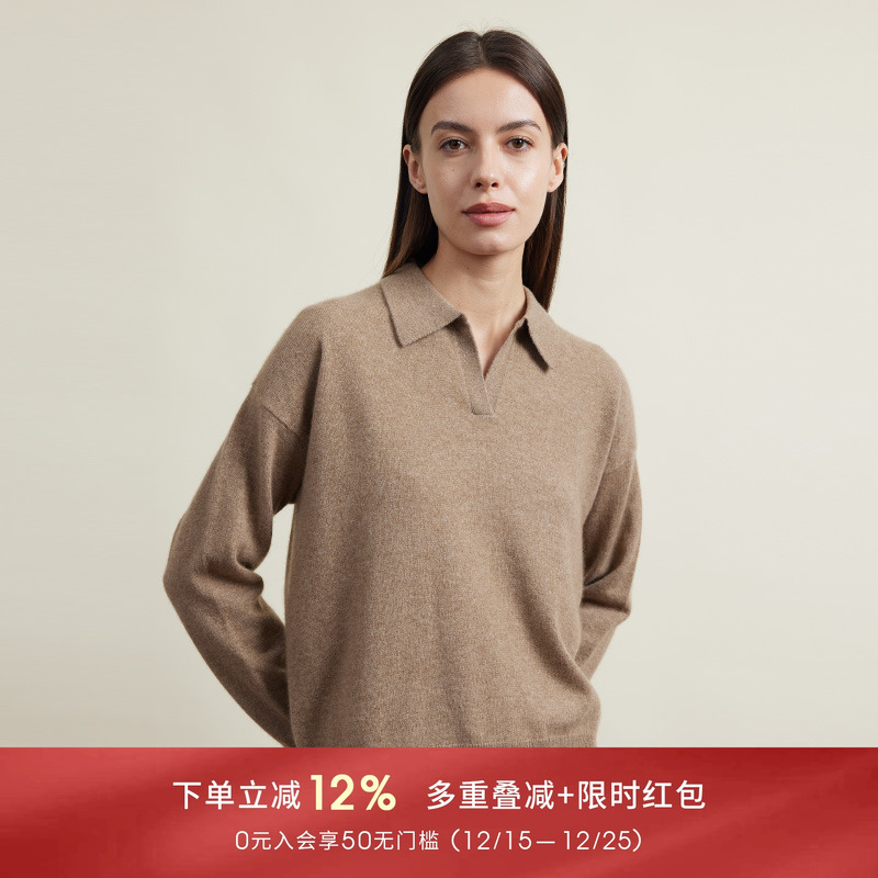 圣雪绒宽松羊绒POLO衫通勤百搭