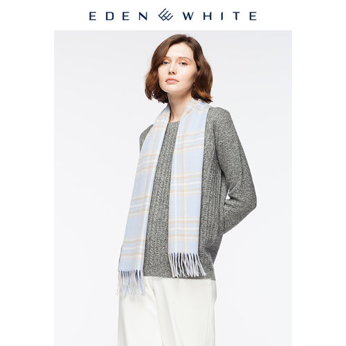 圣雪绒秋冬新款100%格纹流苏围巾