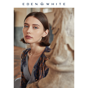 镶钻印花针织开衫 圣雪绒2019秋冬新品 饰主义风格 女士圆领装 羊绒衫